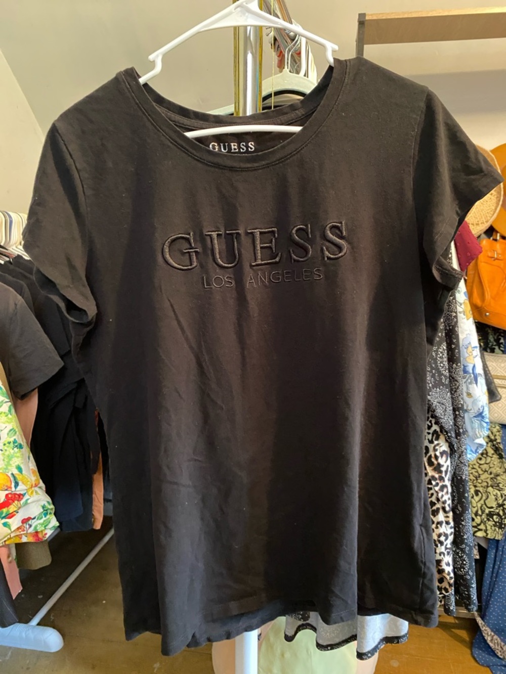 GUESS Black Embroidered Logo Short Sleeve Tee